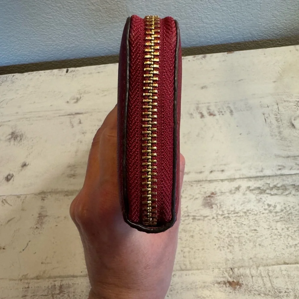 Michael Kors Saffiano Leather Zip-Around Wallet – Raspberry Red